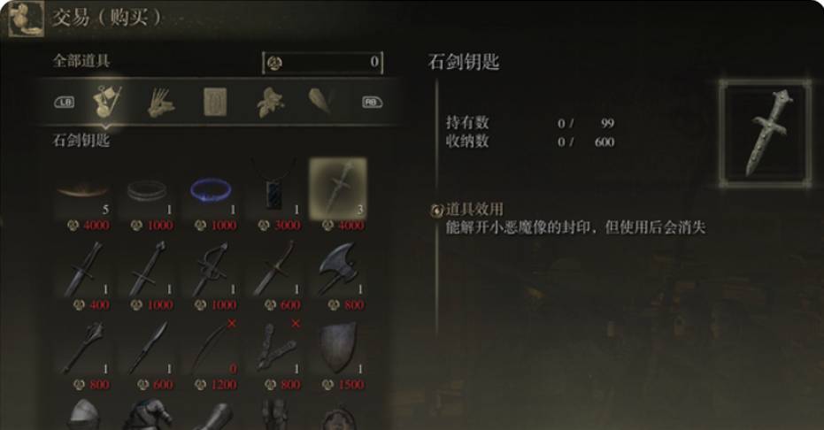 艾尔登法环石剑钥匙有什么用